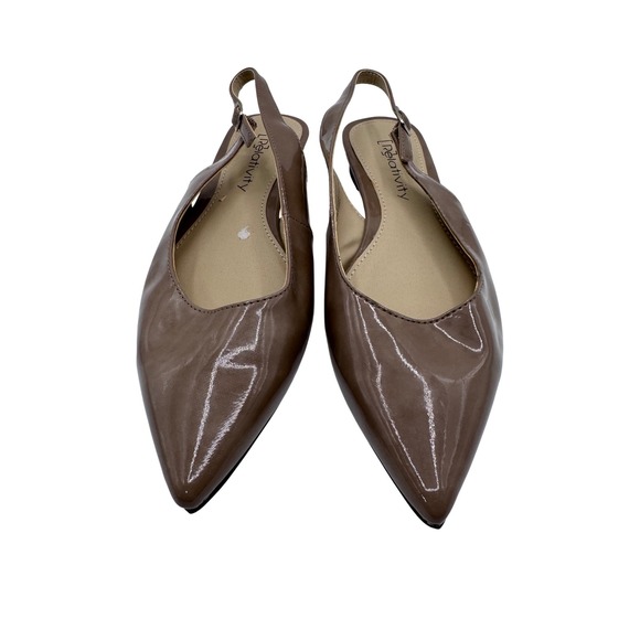 Relativity Shoes - Relativity 7.5 M Taupe Slingback Flats Women's Pointed Toe Patent